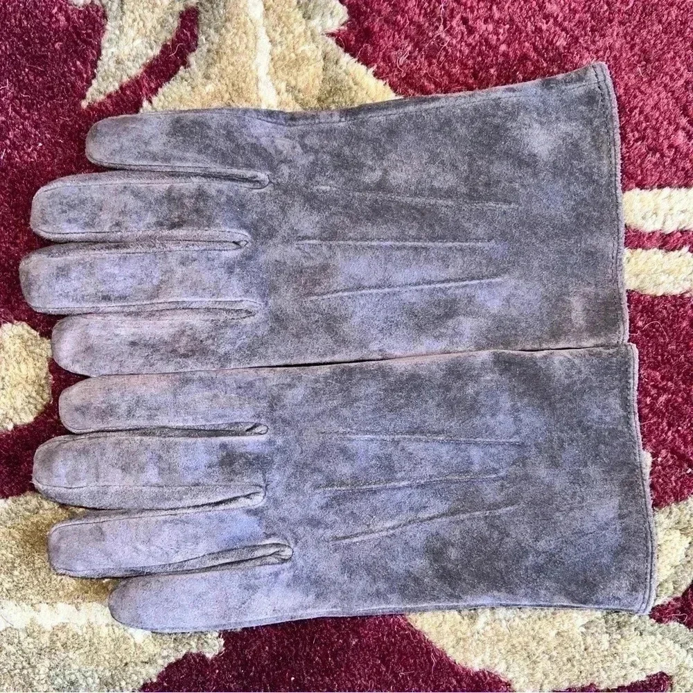 Isotoner Women’s Dark Brown Suede Gloves Thin Black Fleece Lining Size XL - Picture 8 of 11